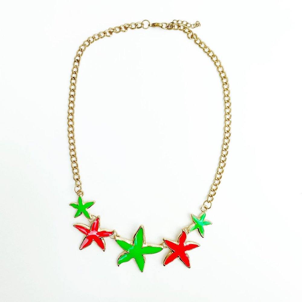 Hot Pink and Green Starfish Necklace